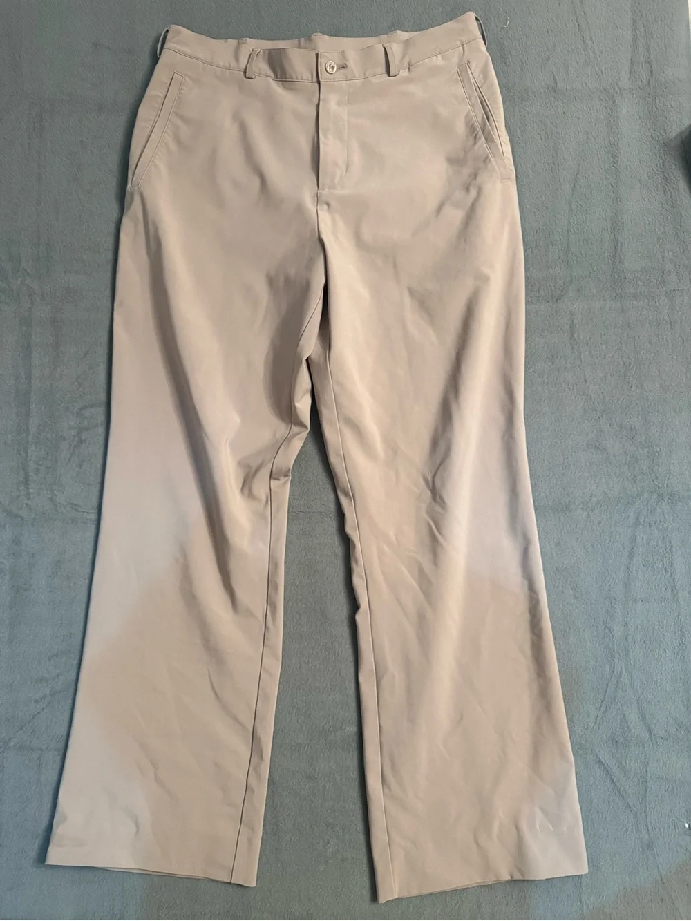 Nike Golf Pants Mens 34 Beige Khaki Flat Front Beige *small Scuff On Knee